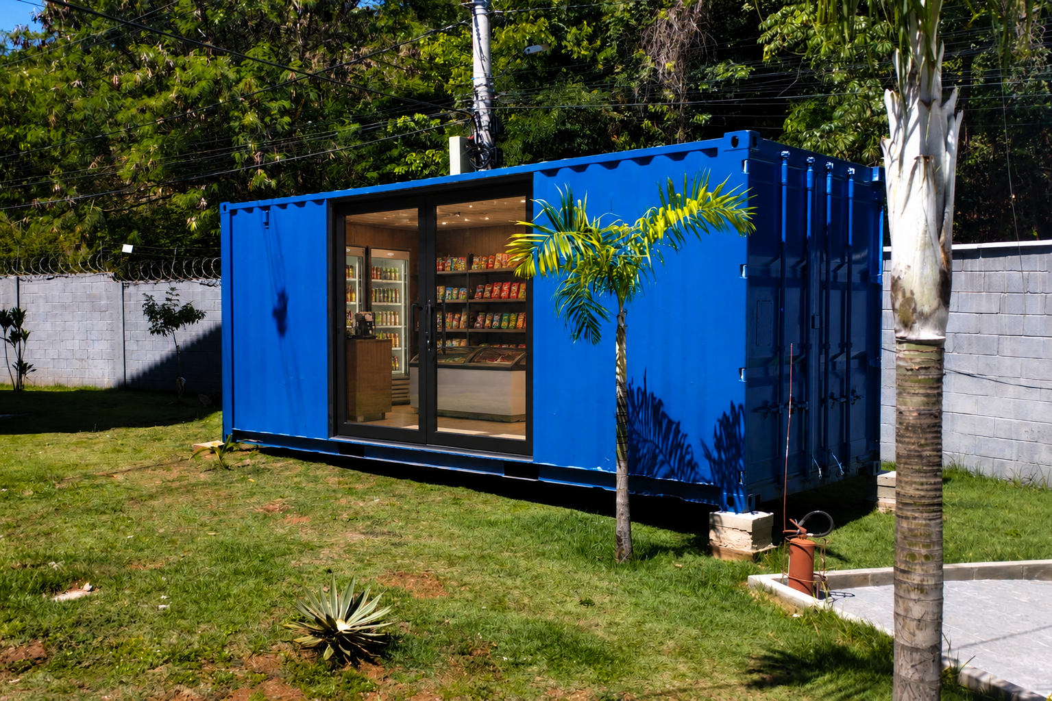 Container mercadinho com vitrine e balcão
